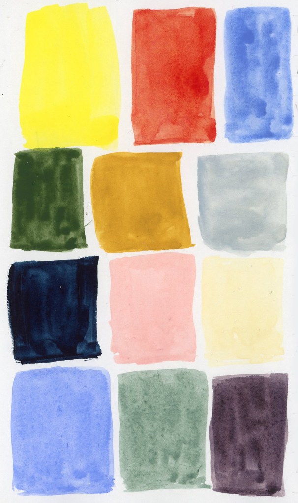 Color Swatches of Holbein Watercolors.