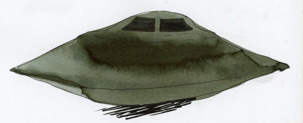 Sketch of UFO "sport model" in Sailor Shikiori Suberakashi ink wash
