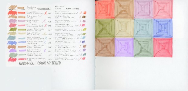 Highlighter and pen colors swatched and sampled